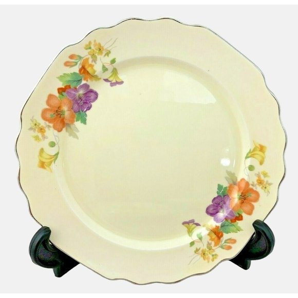 Vintage W.S. George Lido Canarytone Pair of Salad Plates Floral Pattern 7.75" - Picture 3 of 8